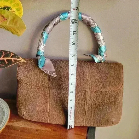 Rare Find Vintage TOHPO Brown Leather/Suede Bag Snap Button / Zip - Picture 9 of 10